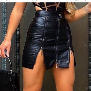 Black leather skirt